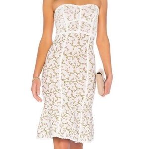 BCBGMAXAZRIA Lynne Jacquard Strapless Dress in the Gardenia Combo size large